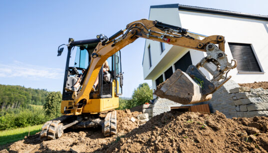 Excavator at Home for Construction